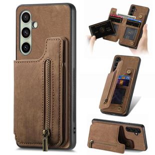 For Samsung Galaxy A56 5G Retro Leather Zipper Wallet Back Phone Case(Brown)
