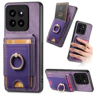 For Xiaomi 14 Pro Retro Splitable Magnetic Stand Card Bag Leather Phone Case(Purple)