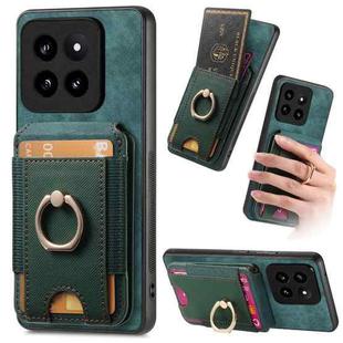 For Xiaomi 14 Pro Retro Splitable Magnetic Stand Card Bag Leather Phone Case(Green)