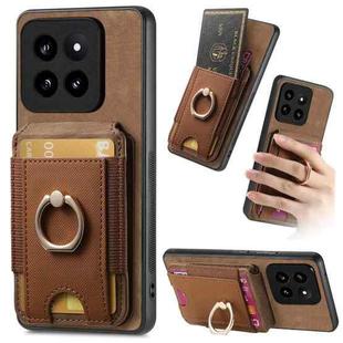 For Xiaomi 14 Retro Splitable Magnetic Stand Card Bag Leather Phone Case(Brown)