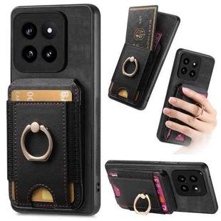 For Xiaomi 14 Retro Splitable Magnetic Stand Card Bag Leather Phone Case(Black)