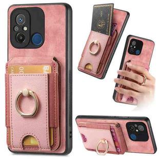 For Xiaomi Redmi 12C Retro Splitable Magnetic Stand Card Bag Leather Phone Case(Pink)