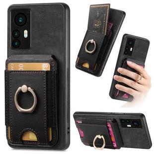 For Xiaomi 12T Retro Splitable Magnetic Stand Card Bag Leather Phone Case(Black)