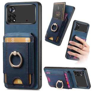 For Xiaomi Poco X4 Pro 5G Retro Splitable Magnetic Stand Card Bag Leather Phone Case(Blue)