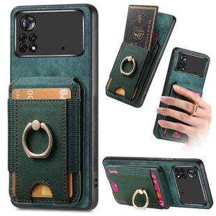 For Xiaomi Poco X4 Pro 5G Retro Splitable Magnetic Stand Card Bag Leather Phone Case(Green)