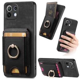 For Xiaomi Mi 11 Lite Retro Splitable Magnetic Stand Card Bag Leather Phone Case(Black)