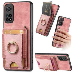 For Xiaomi Mi 10T 5G Retro Splitable Magnetic Stand Card Bag Leather Phone Case(Pink)