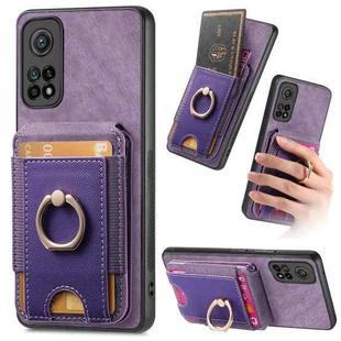 For Xiaomi Mi 10T Pro Retro Splitable Magnetic Stand Card Bag Leather Phone Case(Purple)