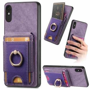 For Xiaomi Redmi 9A Retro Splitable Magnetic Stand Card Bag Leather Phone Case(Purple)