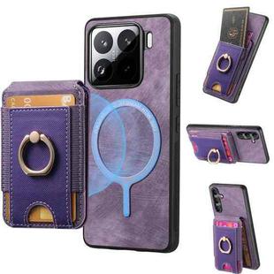 For Xiaomi 15 Retro Splitable Magnetic Stand Card Bag Leather Phone Case(Purple)
