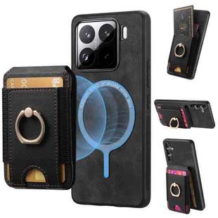 For Xiaomi 15 Pro Retro Splitable Magnetic Stand Card Bag Leather Phone Case(Black)