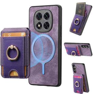 For Redmi Note 14 Pro 5G Retro Splitable Magnetic Stand Card Bag Leather Phone Case(Purple)