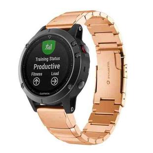 For Garmin Fenix 7S Solar 20mm Tortoise Shell Stainless Steel Watch Band(Rose Gold)