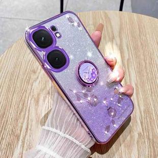 For vivo iQOO Neo9 Pro Gradient Glitter Immortal Flower Ring All-inclusive Phone Case(Purple)