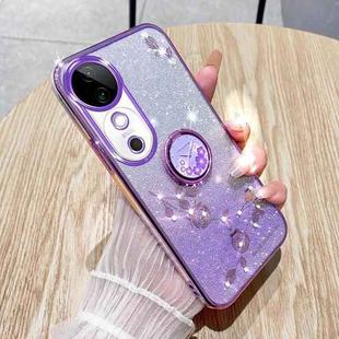 For vivo S19 Gradient Glitter Immortal Flower Ring All-inclusive Phone Case(Purple)