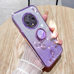 For vivo Y300 Pro Gradient Glitter Immortal Flower Ring All-inclusive Phone Case(Purple)