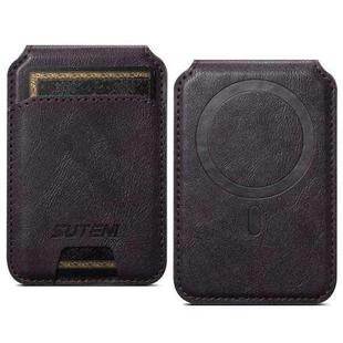 Suteni S2 mobile phone magnetic card case card sleeve MagSafe magnetic coil PU leather(Purple)