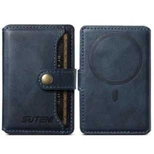 Suteni S2 Phone Magnetic Card Case Card Sleeve MagSafe Magnetic Coil PU Leather(Blue)