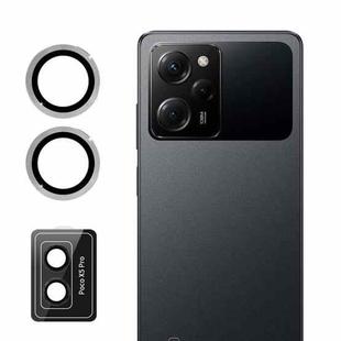 For Xiaomi Poco X5 Pro ENKAY Hat-Prince 9H Rear Camera Lens Aluminium Alloy Tempered Glass Film(Silver)