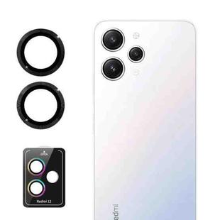 For Xiaomi Redmi 12 4G ENKAY Hat-Prince 9H Rear Camera Lens Aluminium Alloy Tempered Glass Film(Black)