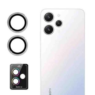 For Xiaomi Redmi 12 4G ENKAY Hat-Prince 9H Rear Camera Lens Aluminium Alloy Tempered Glass Film(Silver)