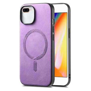 For iPhone 7 Plus / 8 Plus Solid Color Retro Magsafe PU Back Cover Phone Case(Purple)
