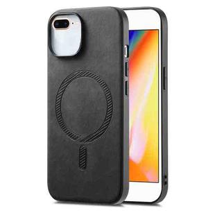 For iPhone 7 Plus / 8 Plus Solid Color Retro Magsafe PU Back Cover Phone Case(Black)