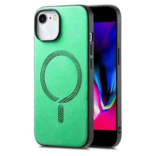 For iPhone 7 / 8 / SE 2022 Solid Color Retro Magsafe PU Back Cover Phone Case(Green)