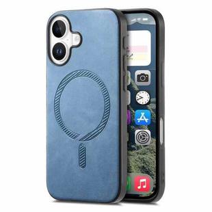 For iPhone 17 Solid Color Retro Magsafe PU Back Cover Phone Case(Blue)