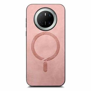 For Huawei Mate 70 Solid Color Retro Magsafe PU Back Cover Phone Case(Pink)