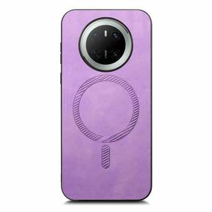 For Huawei Mate 70 Solid Color Retro Magsafe PU Back Cover Phone Case(Purple)