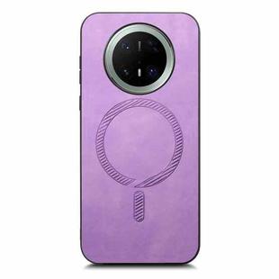 For Huawei Mate 70 Pro Solid Color Retro Magsafe PU Back Cover Phone Case(Purple)