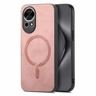 For Huawei Nova 13 / 12 Solid Color Retro Magsafe PU Back Cover Phone Case(Pink)