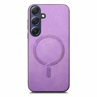 For Samsung Galaxy S24+ 5G Solid Color Retro Magsafe PU Back Cover Phone Case(Purple)