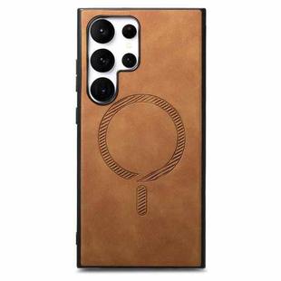 For Samsung Galaxy S24 Ultra 5G Solid Color Retro Magsafe PU Back Cover Phone Case(Brown)