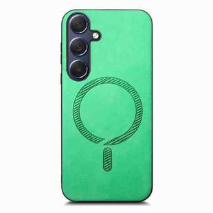 For Samsung Galaxy S23 FE 5G Solid Color Retro Magsafe PU Back Cover Phone Case(Green)