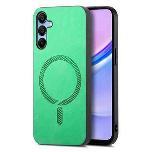 For Samsung Galaxy A15 Solid Color Retro Magsafe PU Back Cover Phone Case(Green)