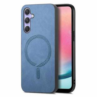 For Samsung Galaxy A24 5G Solid Color Retro Magsafe PU Back Cover Phone Case(Blue)
