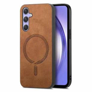 For Samsung Galaxy A54 5G Solid Color Retro Magsafe PU Back Cover Phone Case(Brown)