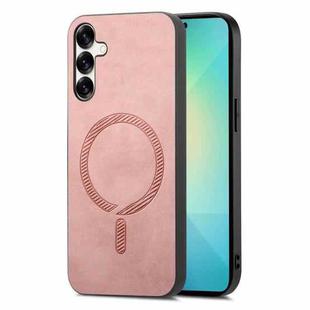 For Samsung Galaxy S25+ 5G Solid Color Retro Magsafe PU Back Cover Phone Case(Pink)