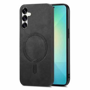For Samsung Galaxy S25+ 5G Solid Color Retro Magsafe PU Back Cover Phone Case(Black)