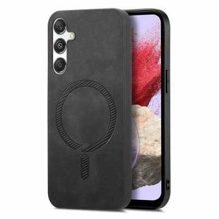 For Samsung Galaxy M34 / F34 5G Solid Color Retro Magsafe PU Back Cover Phone Case(Black)