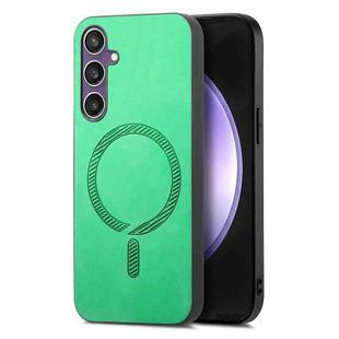 For Samsung Galaxy S24 FE 5G Solid Color Retro Magsafe PU Back Cover Phone Case(Green)