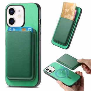 For iPhone 11 Retro Magsafe Card Bag PU Back Cover Phone Case(Green)