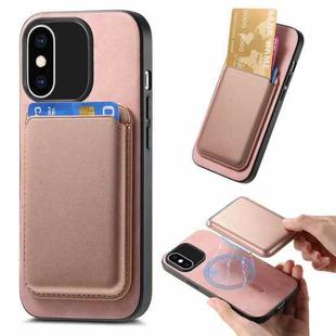 For iPhone XS Max Retro Magsafe Card Bag PU Back Cover Phone Case(Pink)