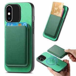 For iPhone XS Max Retro Magsafe Card Bag PU Back Cover Phone Case(Green)