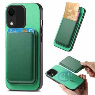 For iPhone XR Retro Magsafe Card Bag PU Back Cover Phone Case(Green)