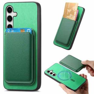For Samsung Galaxy S24 5G Retro Magsafe Card Bag PU Back Cover Phone Case(Green)