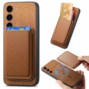 For Samsung Galaxy S23+ 5G Retro Magsafe Card Bag PU Back Cover Phone Case(Brown)