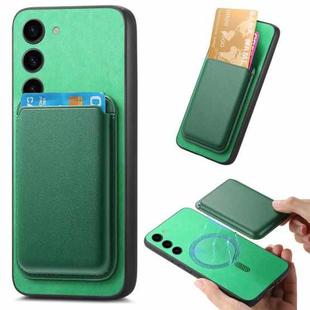 For Samsung Galaxy S23 5G Retro Magsafe Card Bag PU Back Cover Phone Case(Green)